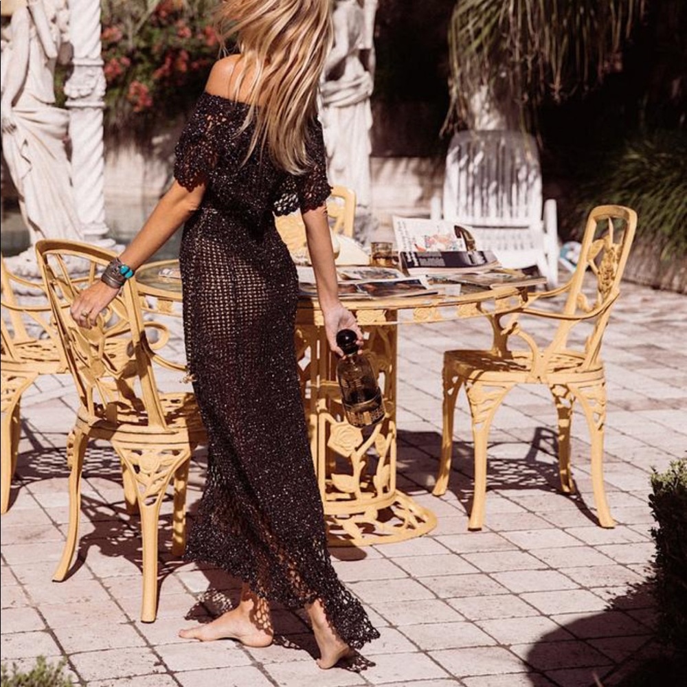 Shooting Star Crochet Ruffle Maxi Dress